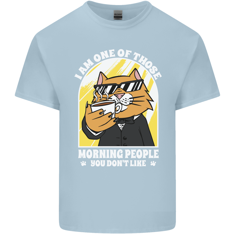 Cats I'm One of Those Morning People Funny Mens Cotton T-Shirt Tee Top Light Blue