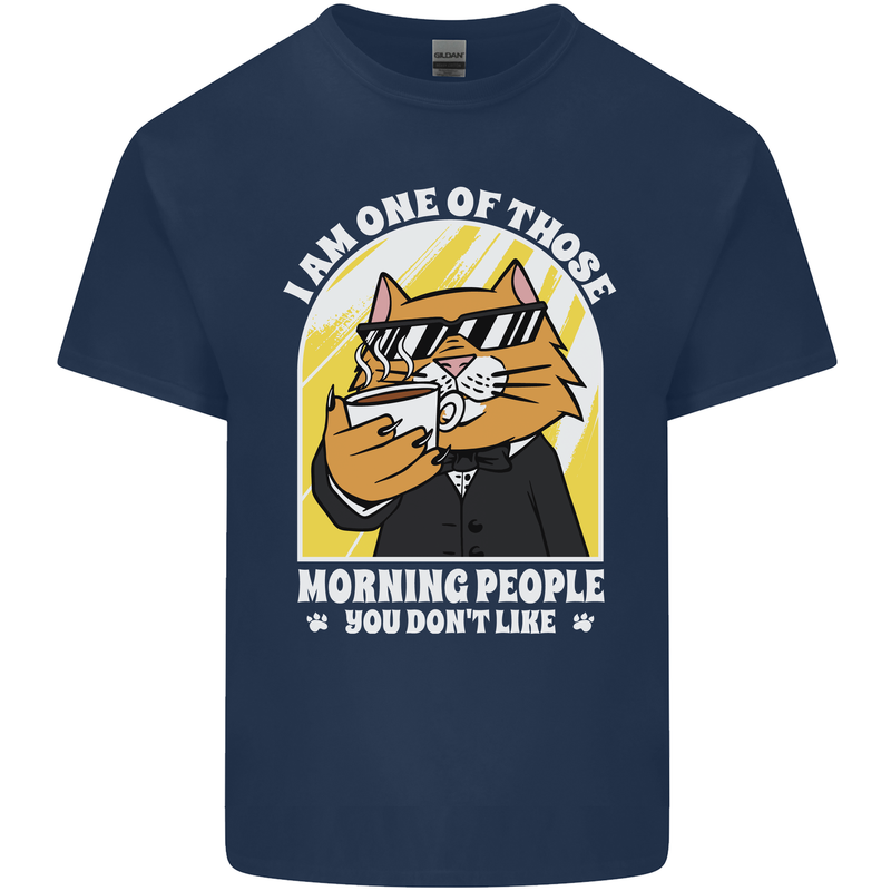 Cats I'm One of Those Morning People Funny Mens Cotton T-Shirt Tee Top Navy Blue