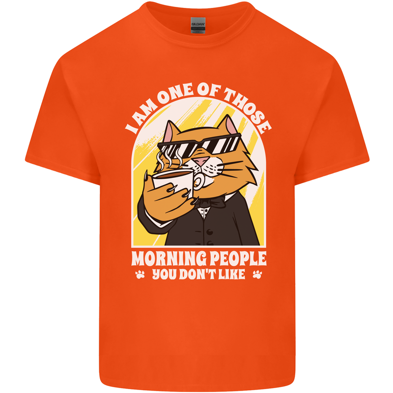 Cats I'm One of Those Morning People Funny Mens Cotton T-Shirt Tee Top Orange
