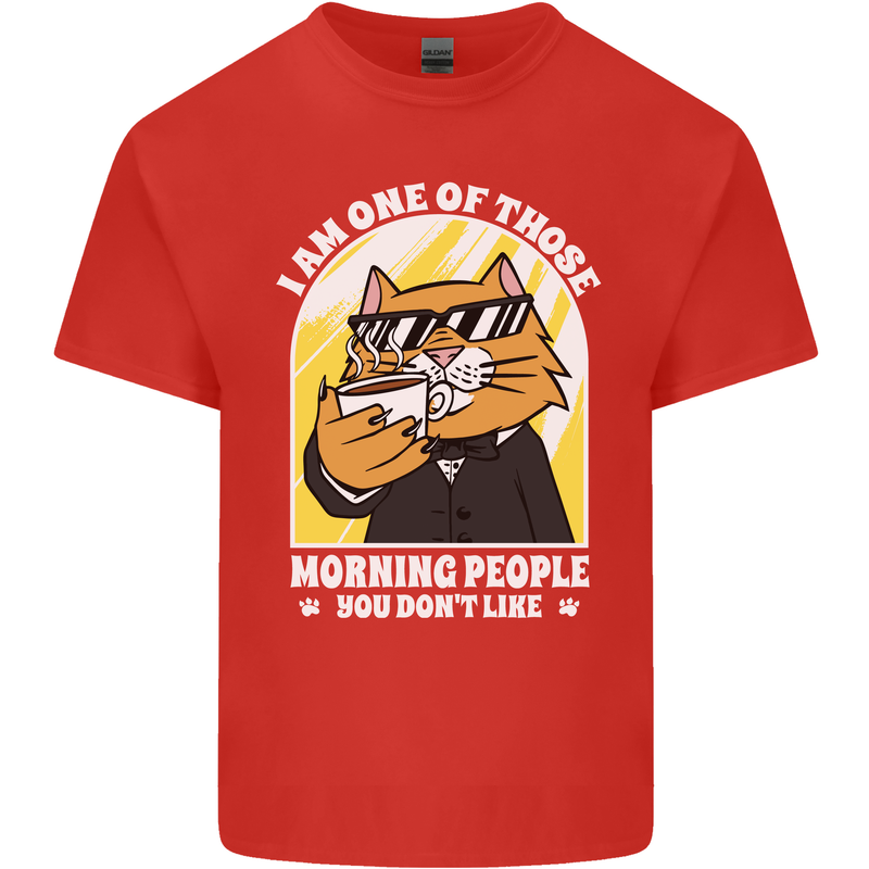 Cats I'm One of Those Morning People Funny Mens Cotton T-Shirt Tee Top Red
