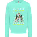 Cats Make Me Happy Funny Christmas Kids Sweatshirt Jumper Peppermint