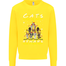 Cats Make Me Happy Funny Christmas Kids Sweatshirt Jumper Yellow