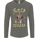Cats Make Me Happy Funny Christmas Mens Long Sleeve T-Shirt Charcoal