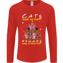 Cats Make Me Happy Funny Christmas Mens Long Sleeve T-Shirt Red
