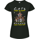 Cats Make Me Happy Funny Christmas Womens Petite Cut T-Shirt Black