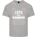 Cats and Gaming Funny Gamer Mens Cotton T-Shirt Tee Top Sports Grey