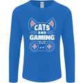 Cats and Gaming Funny Gamer Mens Long Sleeve T-Shirt Royal Blue