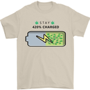 Charged Funny Bong Weed Cannabis Drugs Mens T-Shirt Cotton Gildan Sand