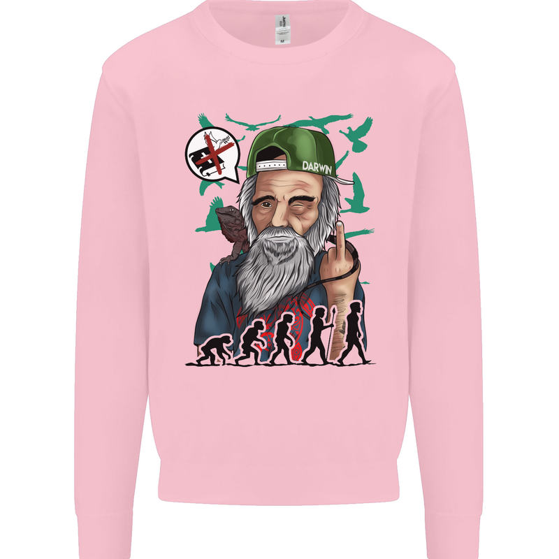 Charles Darwin Evolution Atheist Atheism Kids Sweatshirt Jumper Light Pink