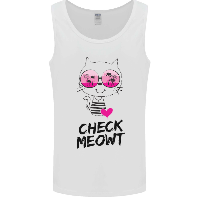 Check Meowt Mens Vest Tank Top White