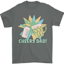 Cheers Dad Beer & Bottle Funny Father's Day Mens T-Shirt Cotton Gildan Charcoal