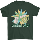 Cheers Dad Beer & Bottle Funny Father's Day Mens T-Shirt Cotton Gildan Forest Green