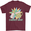 Cheers Dad Beer & Bottle Funny Father's Day Mens T-Shirt Cotton Gildan Maroon