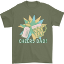 Cheers Dad Beer & Bottle Funny Father's Day Mens T-Shirt Cotton Gildan Military Green