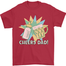 Cheers Dad Beer & Bottle Funny Father's Day Mens T-Shirt Cotton Gildan Red