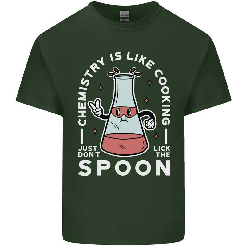 Chemistry is Like Cooking Funny Science Mens Cotton T-Shirt Tee Top Forest Green
