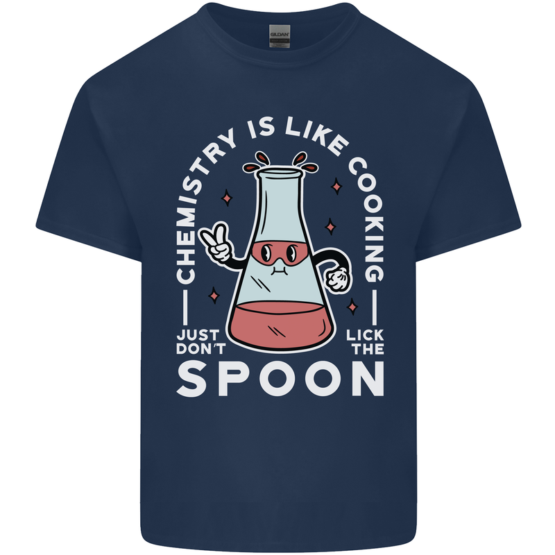 Chemistry is Like Cooking Funny Science Mens Cotton T-Shirt Tee Top Navy Blue