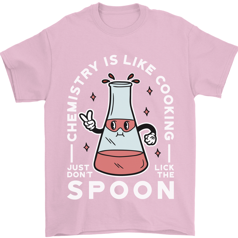 Chemistry is Like Cooking Funny Science Mens T-Shirt Cotton Gildan Light Pink