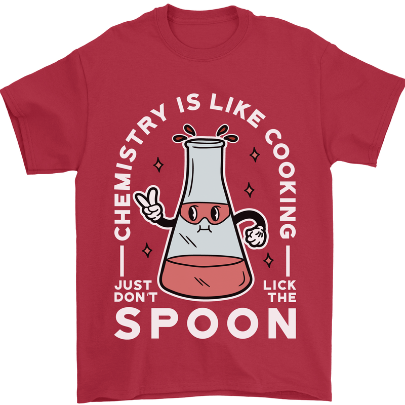 Chemistry is Like Cooking Funny Science Mens T-Shirt Cotton Gildan Red
