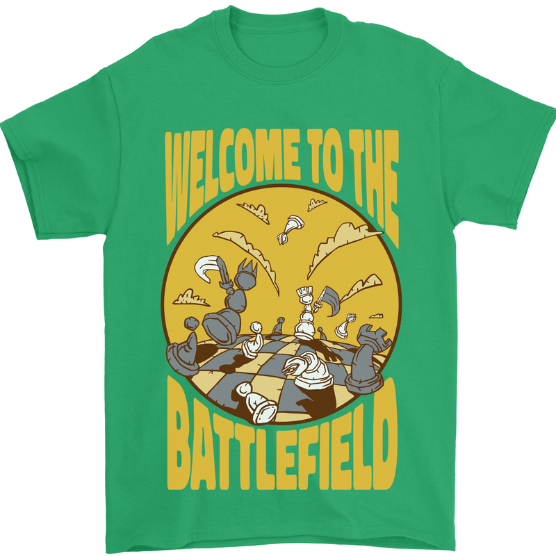 Chess Battlefield Funny Mens T-Shirt Cotton Gildan Irish Green