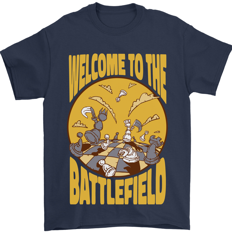 Chess Battlefield Funny Mens T-Shirt Cotton Gildan Navy Blue