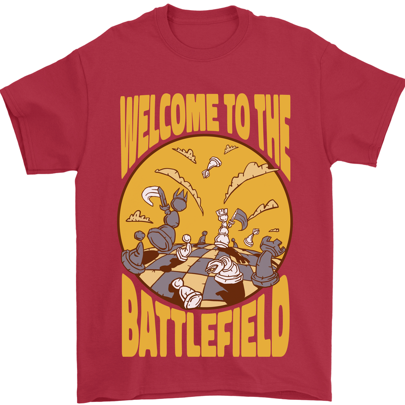 Chess Battlefield Funny Mens T-Shirt Cotton Gildan Red