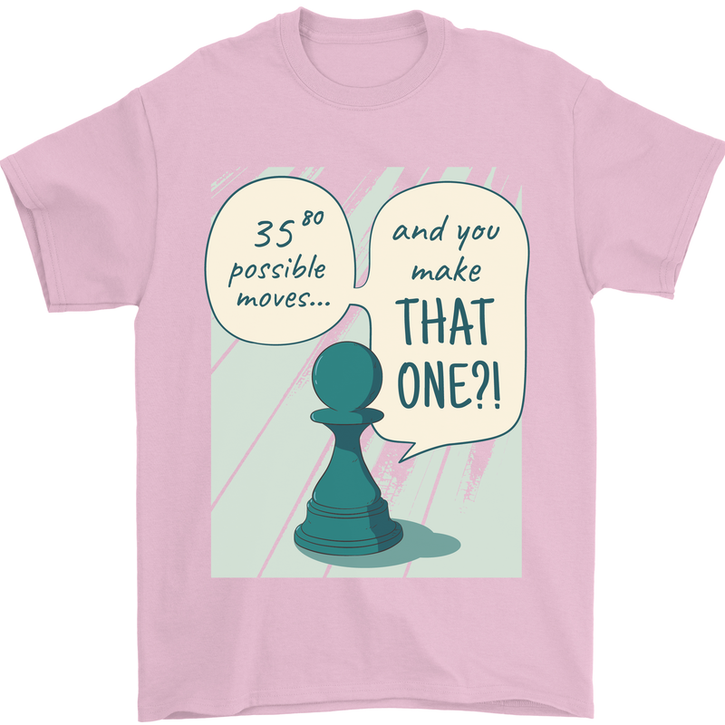 Chess Moves Funny Mens T-Shirt Cotton Gildan Light Pink