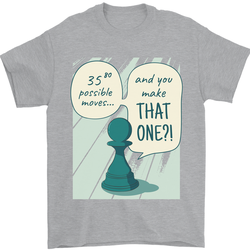 Chess Moves Funny Mens T-Shirt Cotton Gildan Sports Grey