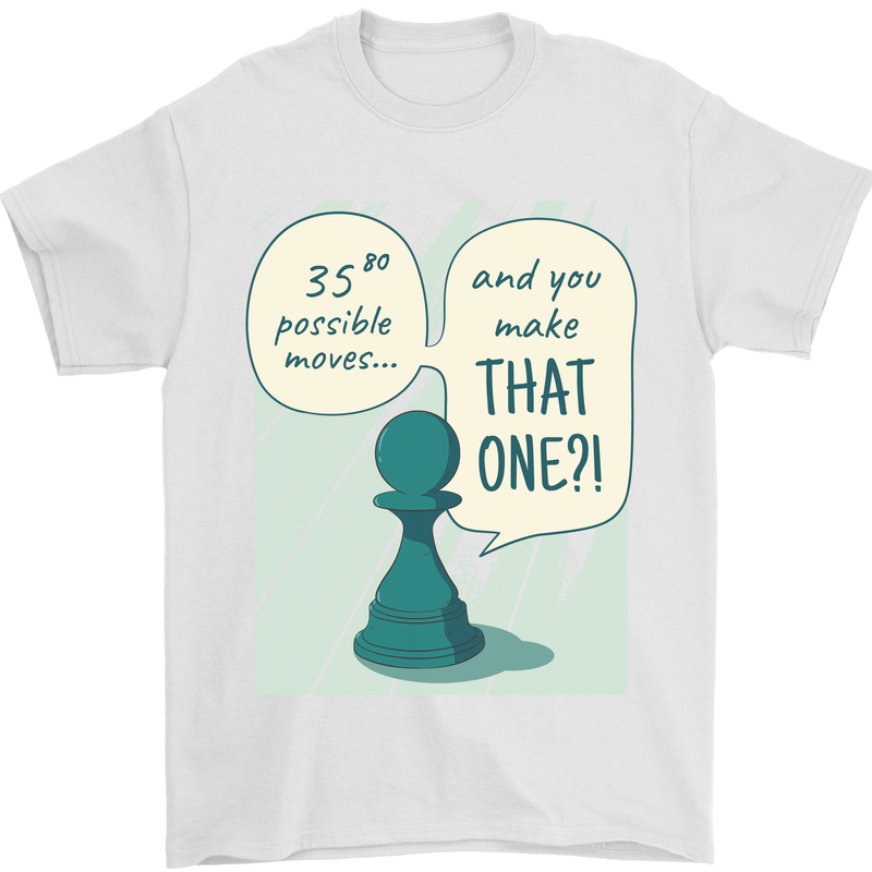 Chess Moves Funny Mens T-Shirt Cotton Gildan White