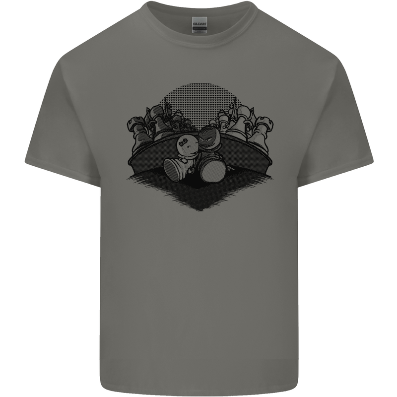 Chess Pieces Player Playing Mens Cotton T-Shirt Tee Top Charcoal
