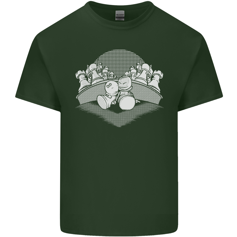 Chess Pieces Player Playing Mens Cotton T-Shirt Tee Top Forest Green