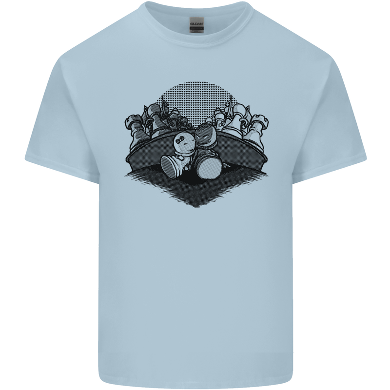 Chess Pieces Player Playing Mens Cotton T-Shirt Tee Top Light Blue