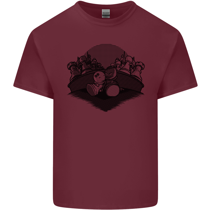 Chess Pieces Player Playing Mens Cotton T-Shirt Tee Top Maroon