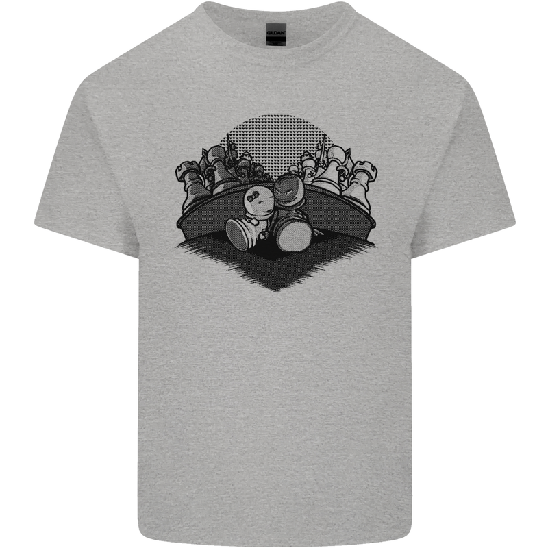 Chess Pieces Player Playing Mens Cotton T-Shirt Tee Top Sports Grey