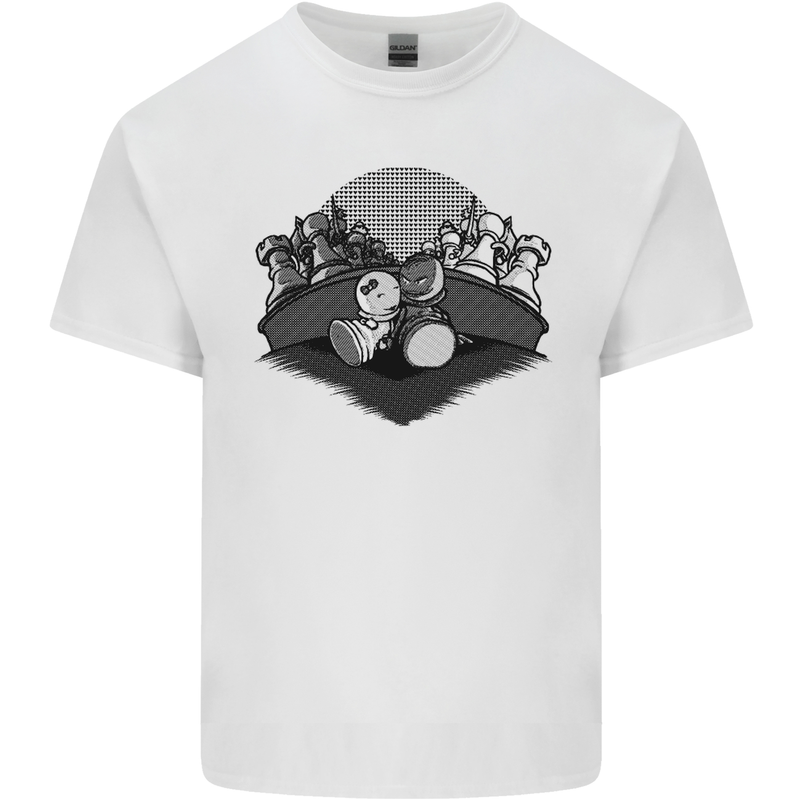 Chess Pieces Player Playing Mens Cotton T-Shirt Tee Top White