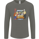 Chibi Anime Friends Drinking Beer Mens Long Sleeve T-Shirt Charcoal