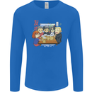 Chibi Anime Friends Drinking Beer Mens Long Sleeve T-Shirt Royal Blue