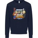 Chibi Anime Friends Drinking Beer Mens Sweatshirt Jumper Navy Blue