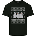 Chillin With My Snowmies Funny Christmas Mens Cotton T-Shirt Tee Top Black