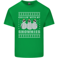 Chillin With My Snowmies Funny Christmas Mens Cotton T-Shirt Tee Top Irish Green