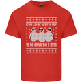 Chillin With My Snowmies Funny Christmas Mens Cotton T-Shirt Tee Top Red