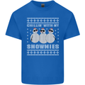 Chillin With My Snowmies Funny Christmas Mens Cotton T-Shirt Tee Top Royal Blue