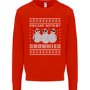 Chillin With My Snowmies Funny Christmas Mens Sweatshirt Jumper Bright Red