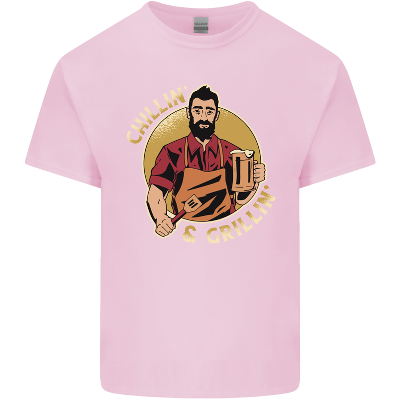 Chillin & Grillin Funny BBQ Beer Camping Mens Cotton T-Shirt Tee Top Light Pink