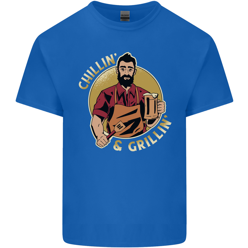 Chillin & Grillin Funny BBQ Beer Camping Mens Cotton T-Shirt Tee Top Royal Blue
