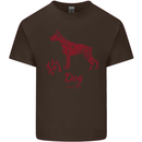 Chinese Zodiac Shengxiao Year of the Dog Mens Cotton T-Shirt Tee Top Dark Chocolate