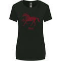 Chinese Zodiac Shengxiao Year of the Horse Womens Wider Cut T-Shirt Black