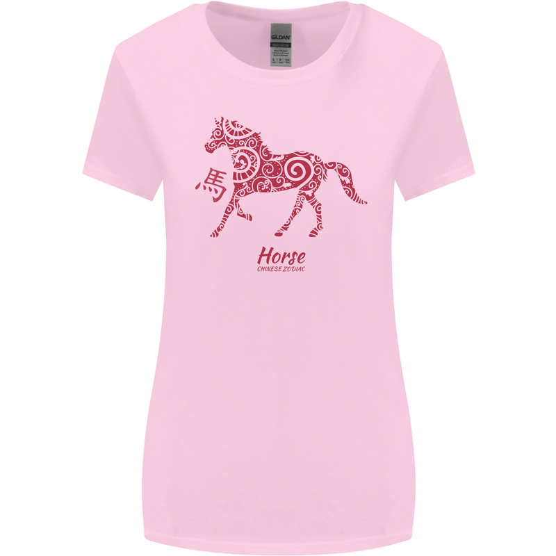 Chinese Zodiac Shengxiao Year of the Horse Womens Wider Cut T-Shirt Light Pink