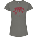 Chinese Zodiac Shengxiao Year of the Monkey Womens Petite Cut T-Shirt Charcoal