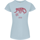 Chinese Zodiac Shengxiao Year of the Monkey Womens Petite Cut T-Shirt Light Blue